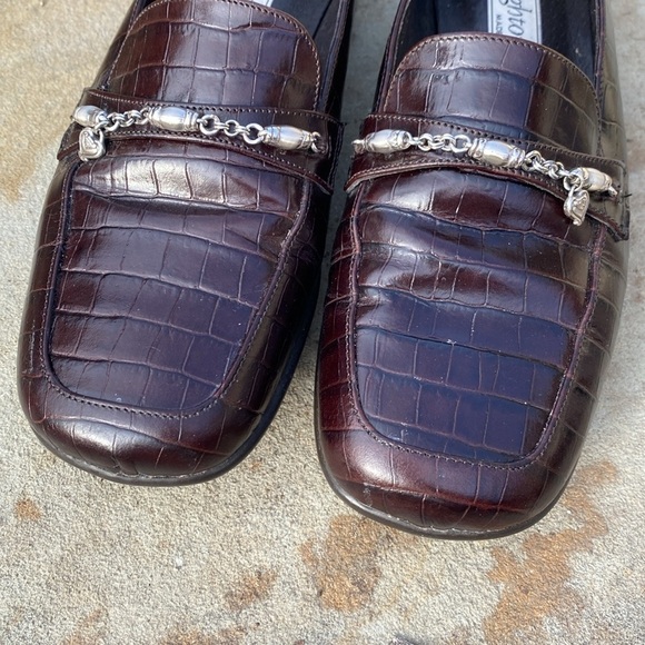 Brighton Unice loafers size 6 crocodile embossed texture deep burgundy - Picture 3 of 9